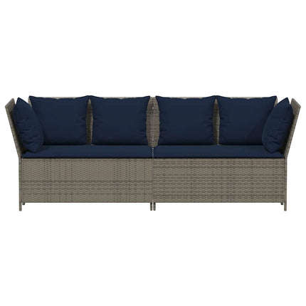 havesofa med hynder polyrattan grå