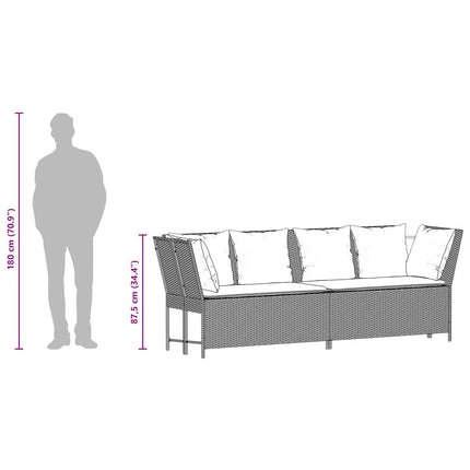 havesofa med hynder polyrattan grå