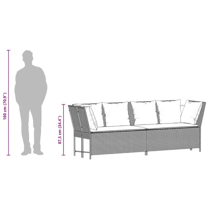 havesofa med hynder polyrattan brun