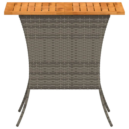 havebord med top i akacietræ 105x75x72 cm polyrattan grå