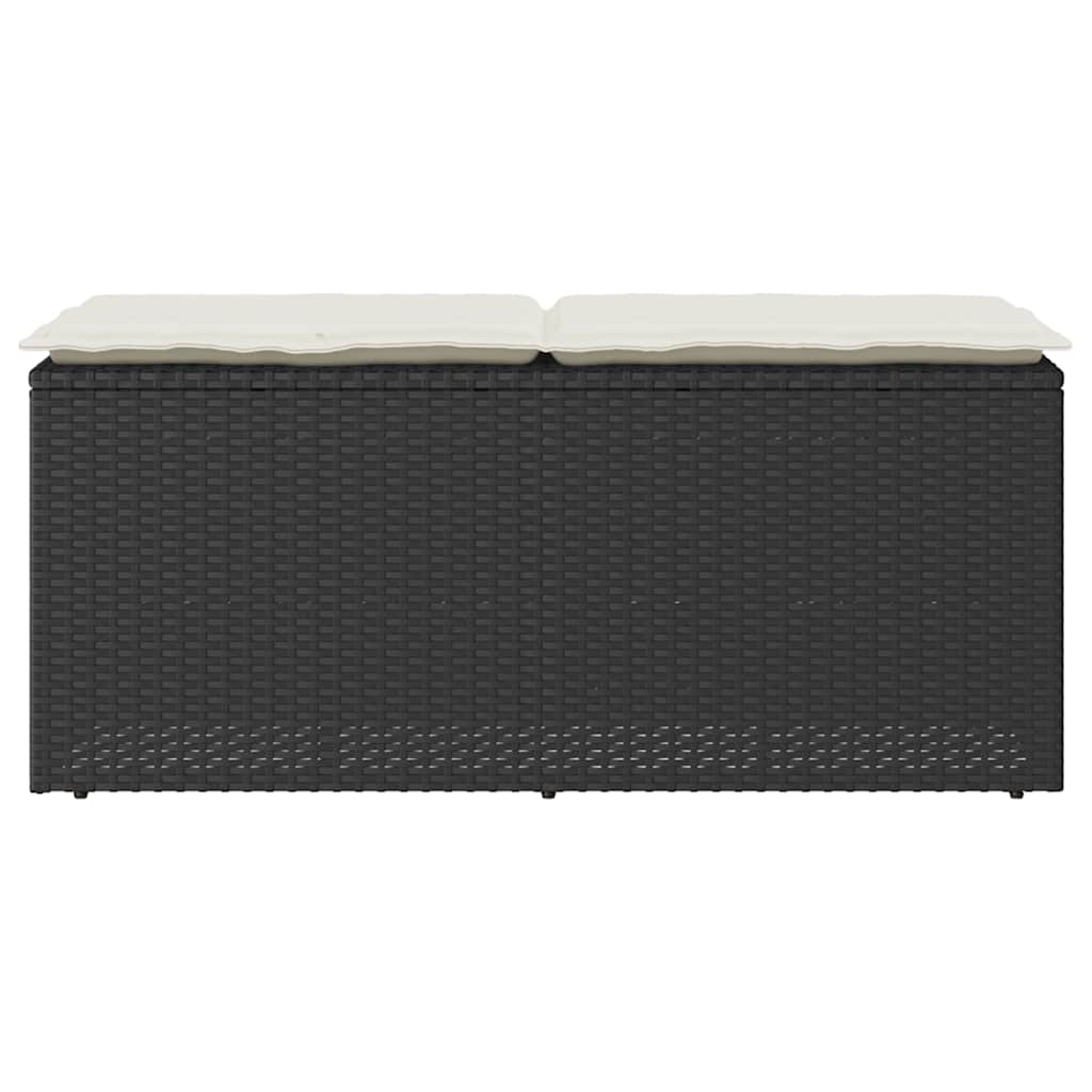 havebænk med hynde 110x40x44 cm polyrattan sort