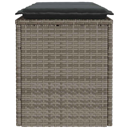 havebænk med hynde 110x40x44 cm polyrattan grå