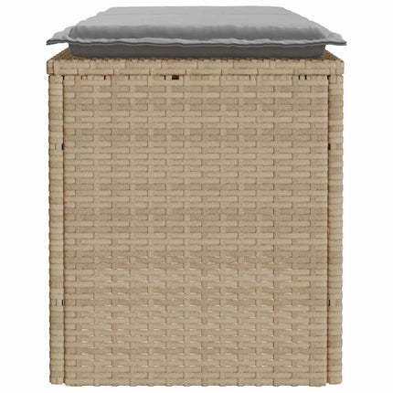 havebænk med hynde 110x40x44 cm polyrattan beige