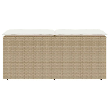 havebænk med hynde 110x40x44 cm polyrattan beige