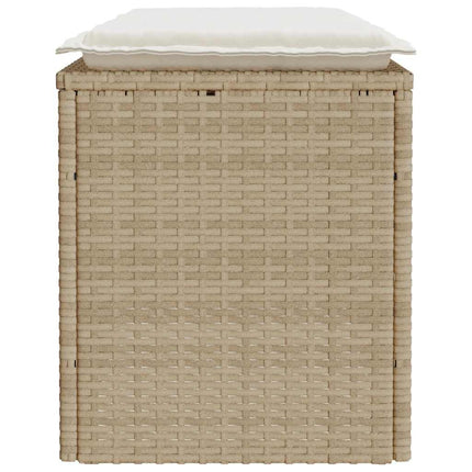 havebænk med hynde 110x40x44 cm polyrattan beige