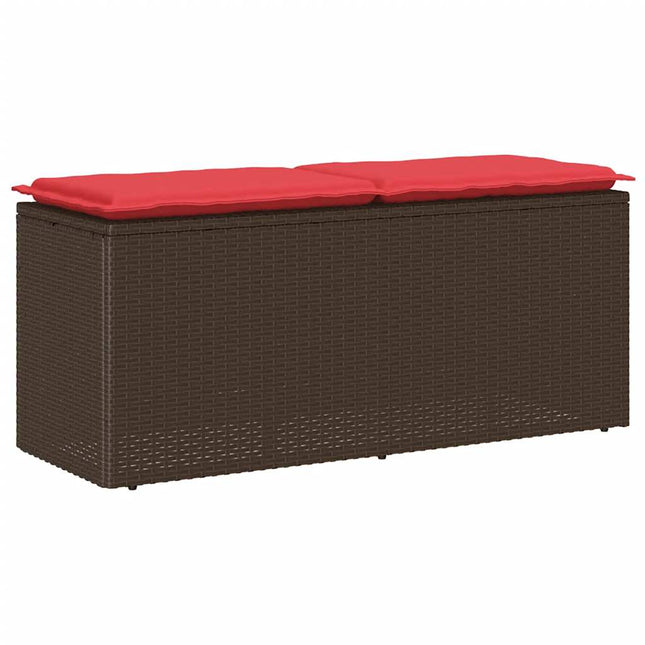havebænk med hynde 110x40x44 cm polyrattan brun