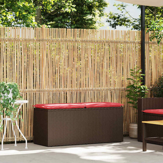 havebænk med hynde 110x40x44 cm polyrattan brun