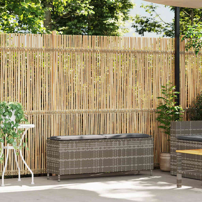 havebænk med hynde 110x30x40,5 cm polyrattan grå