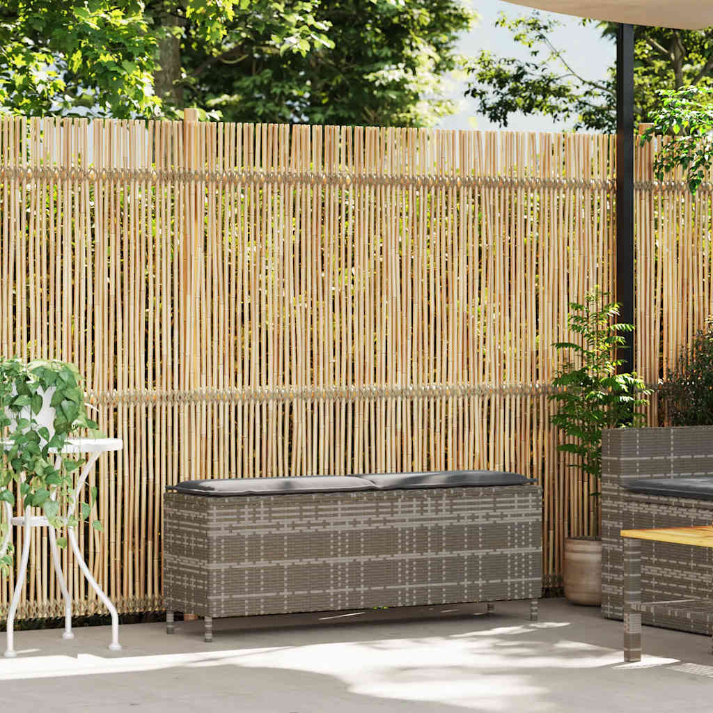 havebænk med hynde 110x30x40,5 cm polyrattan grå