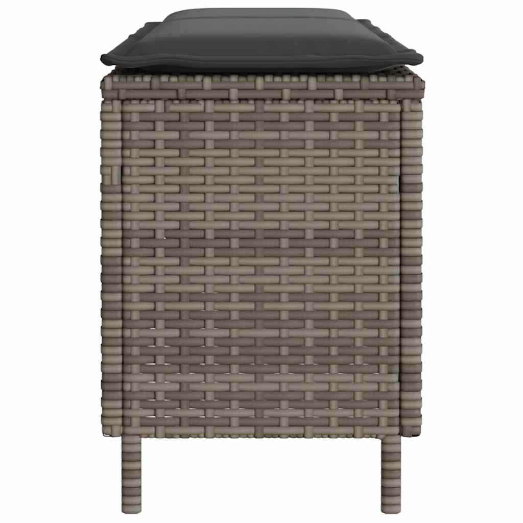 havebænk med hynde 110x30x40,5 cm polyrattan grå