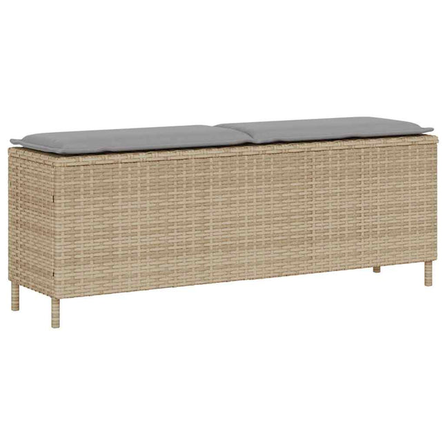 havebænk med hynde 110x30x40,5 cm polyrattan beige