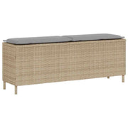 havebænk med hynde 110x30x40,5 cm polyrattan beige
