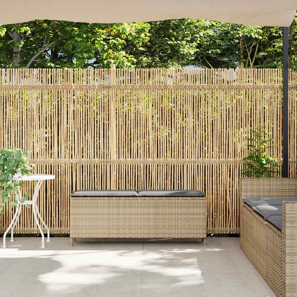 havebænk med hynde 110x30x40,5 cm polyrattan beige