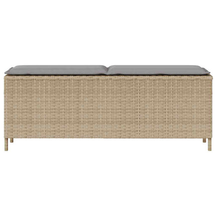 havebænk med hynde 110x30x40,5 cm polyrattan beige
