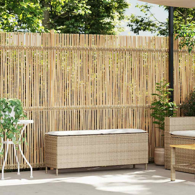 havebænk med hynde 110x30x40,5 cm polyrattan beige