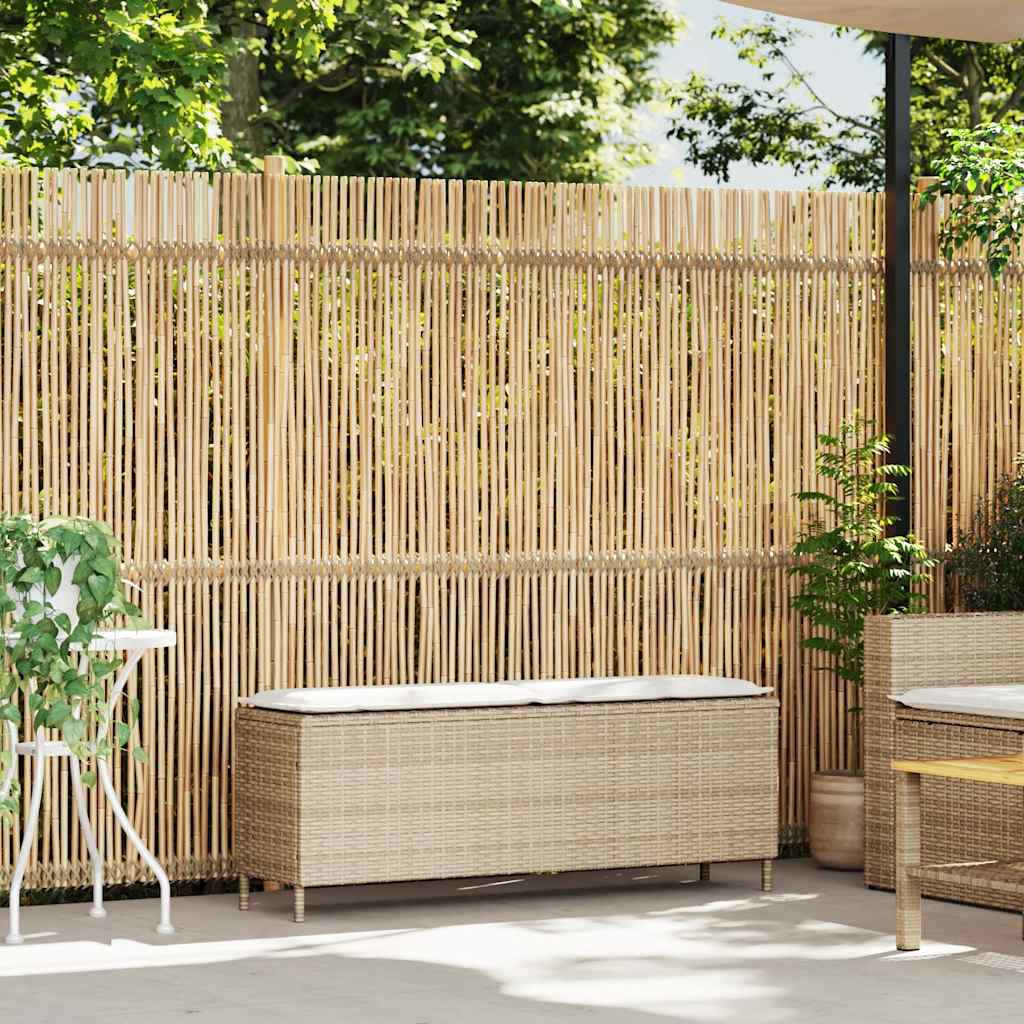havebænk med hynde 110x30x40,5 cm polyrattan beige
