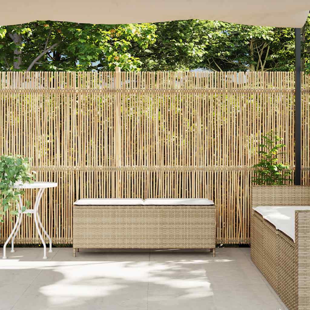 havebænk med hynde 110x30x40,5 cm polyrattan beige