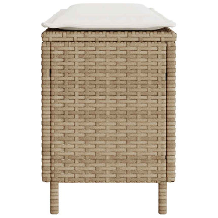 havebænk med hynde 110x30x40,5 cm polyrattan beige