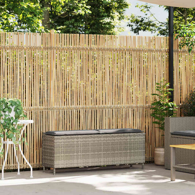 havebænk med hynde 110x30x40,5 cm polyrattan lysegrå