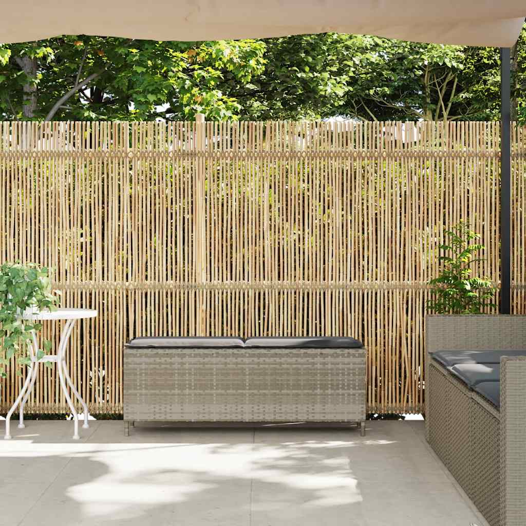 havebænk med hynde 110x30x40,5 cm polyrattan lysegrå