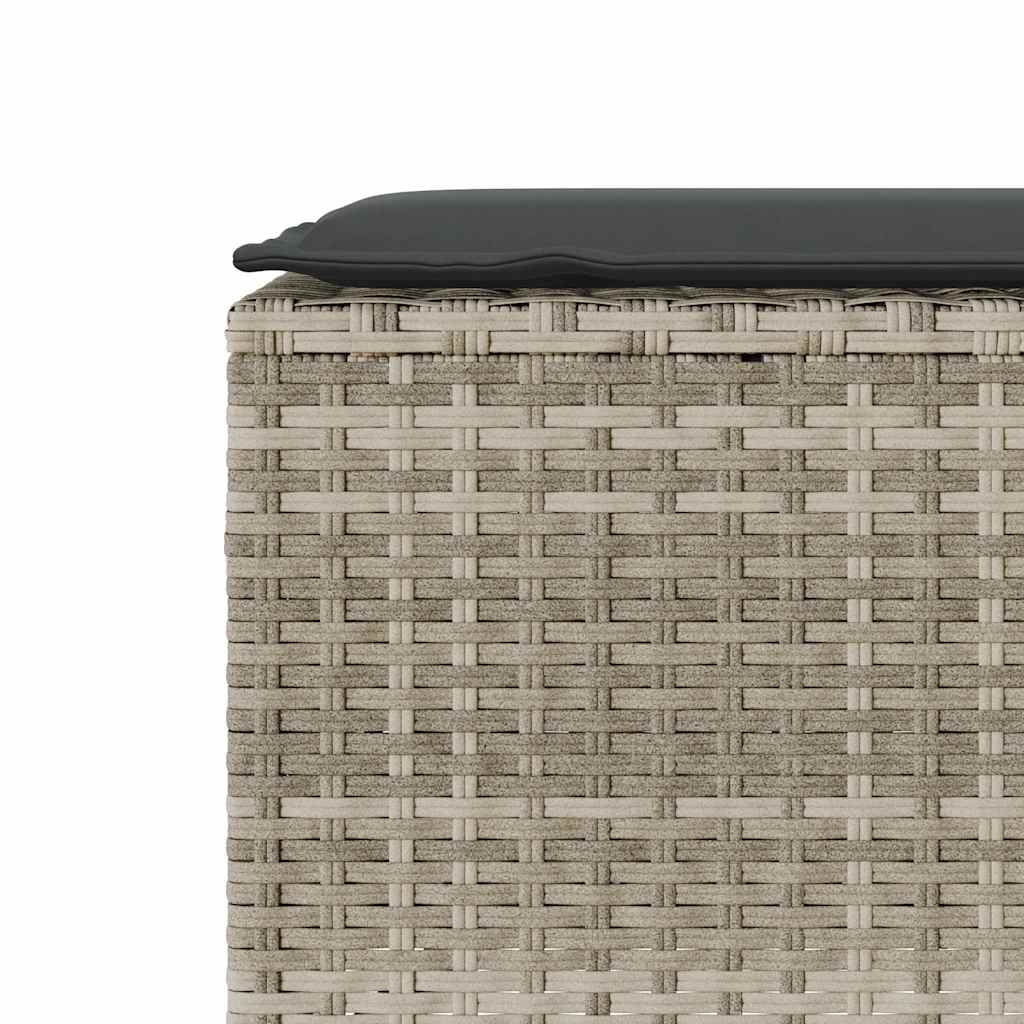 havebænk med hynde 110x30x40,5 cm polyrattan lysegrå