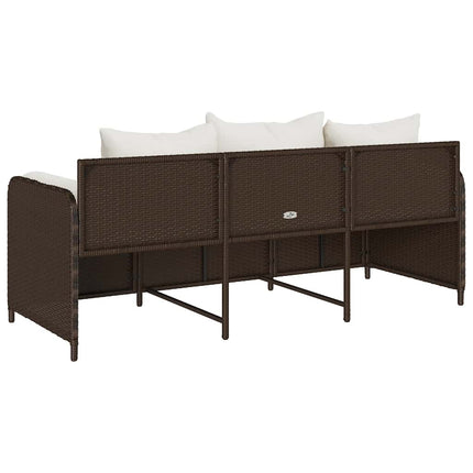 3-personers havesofa med hynder polyrattan brun