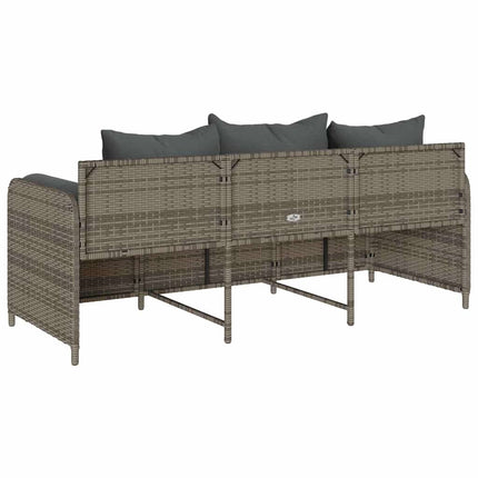 3-personers havesofa med hynder polyrattan grå