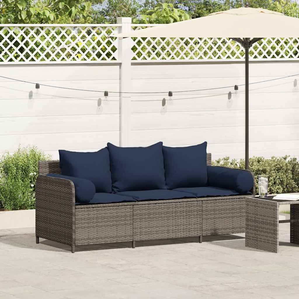 3-personers havesofa med hynder polyrattan gr