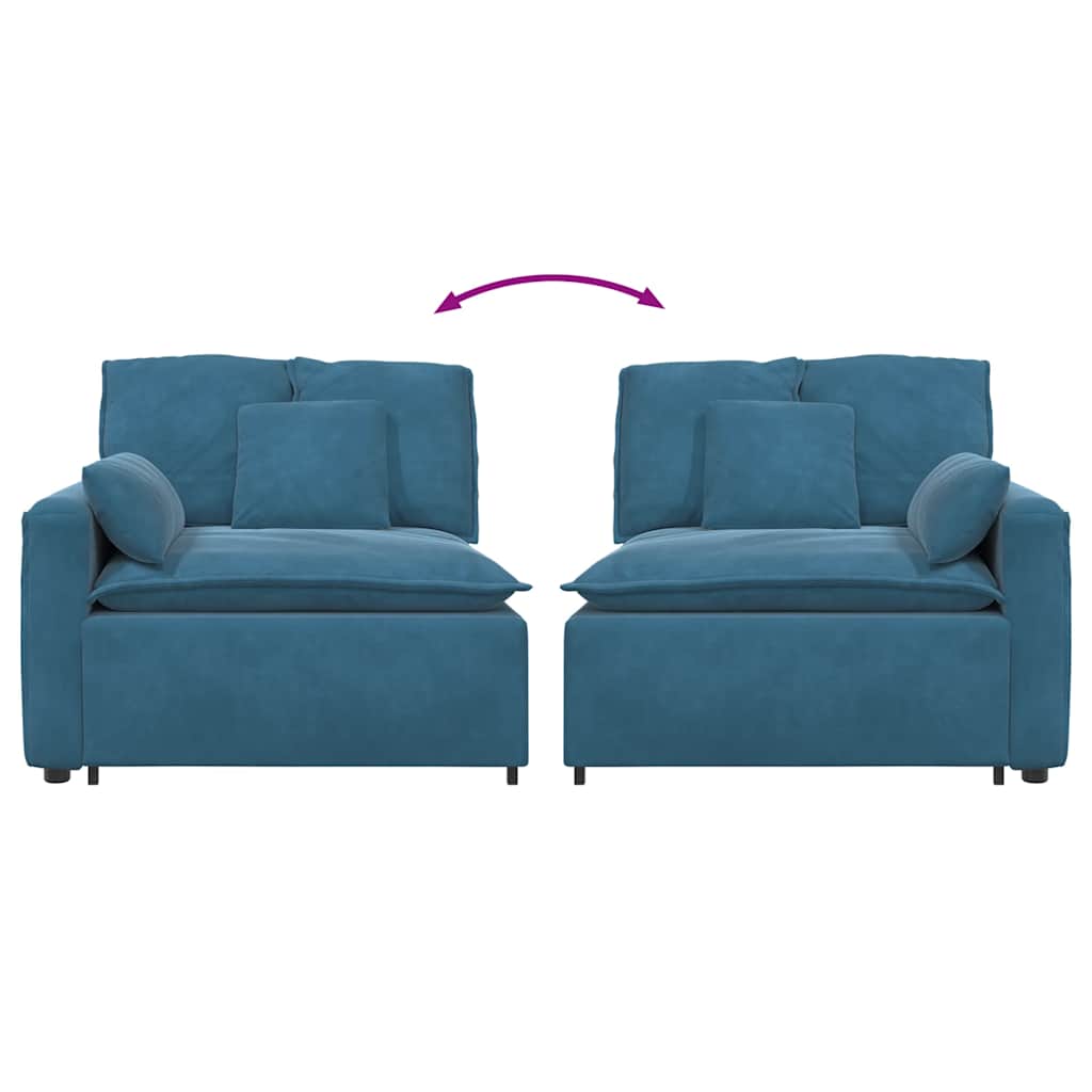 modulopbygget sofaarmlænsendemodul med hynder 100 cm blå