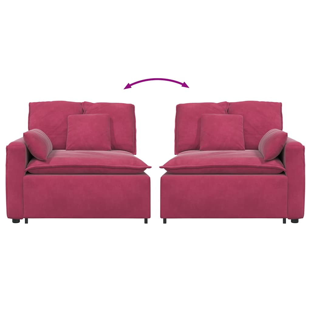 modulopbygget sofaarmlænsendemodul med hynder 100 cm vinrød