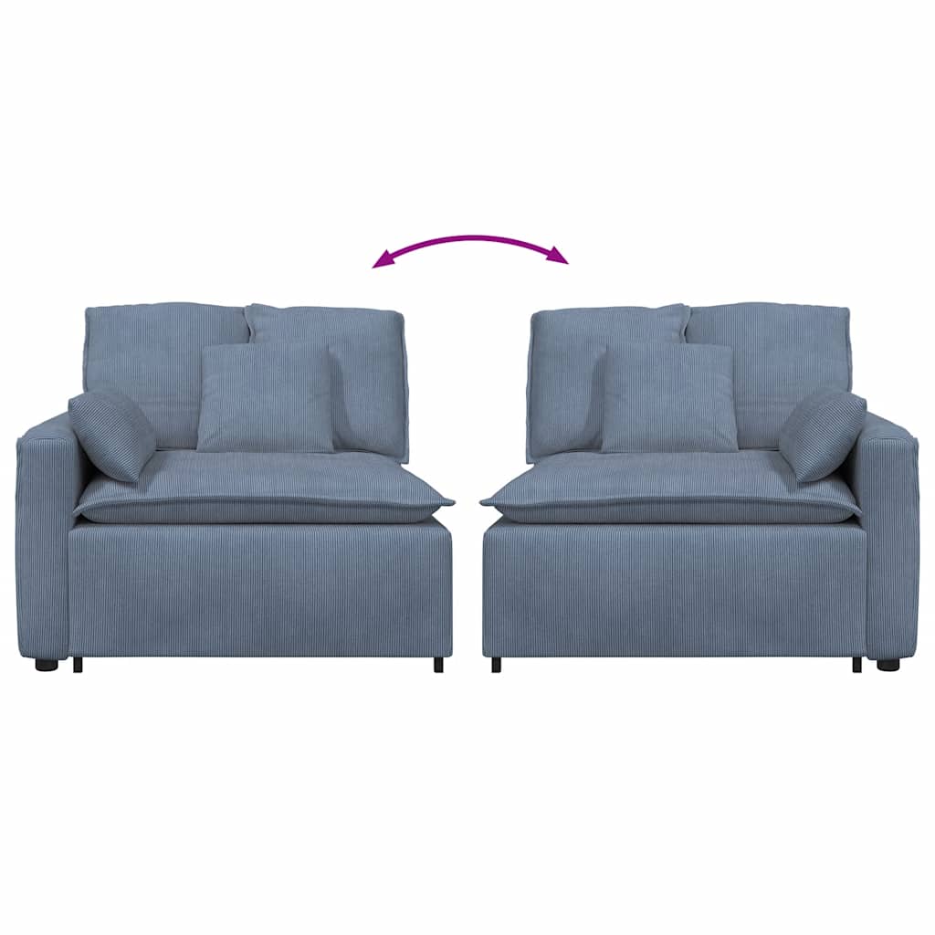 modulopbygget sofaarmlænsendemodul med hynder 100 cm blå