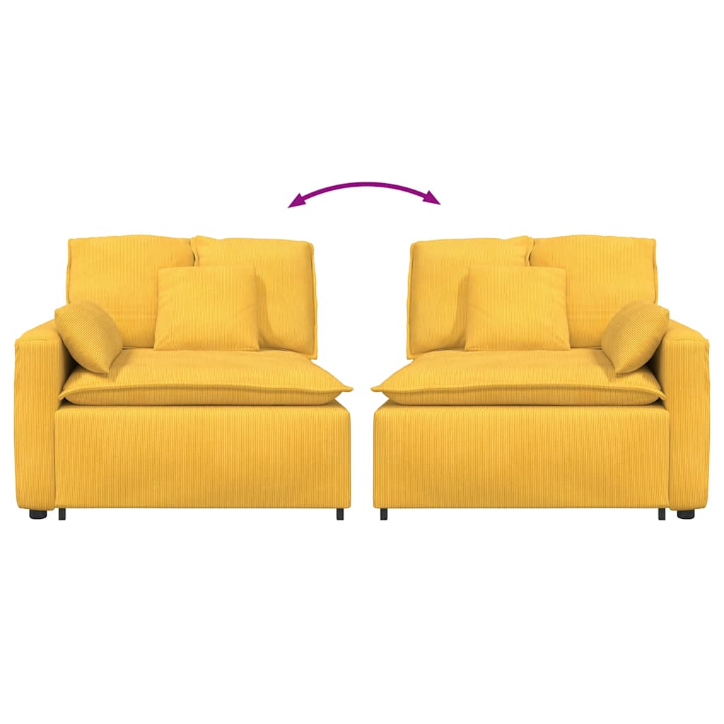 modulopbygget sofaarmlænsendemodul med hynder 100 cm lysegul