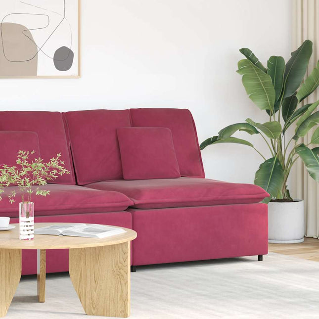 modulopbygget sofacentermodul med hynder 100 cm vinrød
