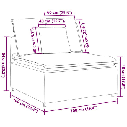 modulopbygget sofacentermodul med hynder 100cm cremefarvet