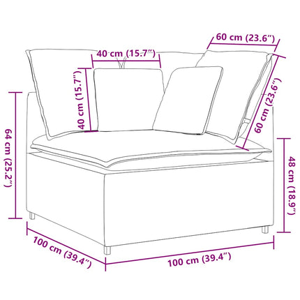 modulsofa hjørnemodul med hynder 100 cm gråbrun