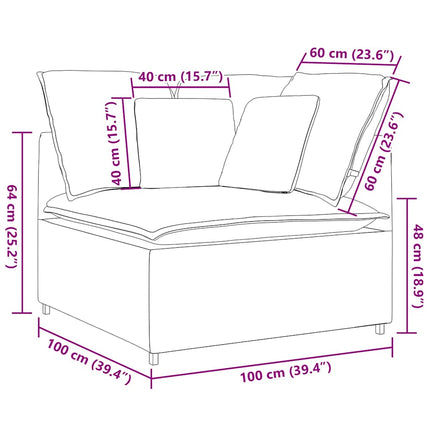 modulsofa hjørnemodul med hynder 100 cm blå