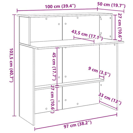 receptionsdisk Sonoma eg 100x50x103,5 cm konstrueret træ