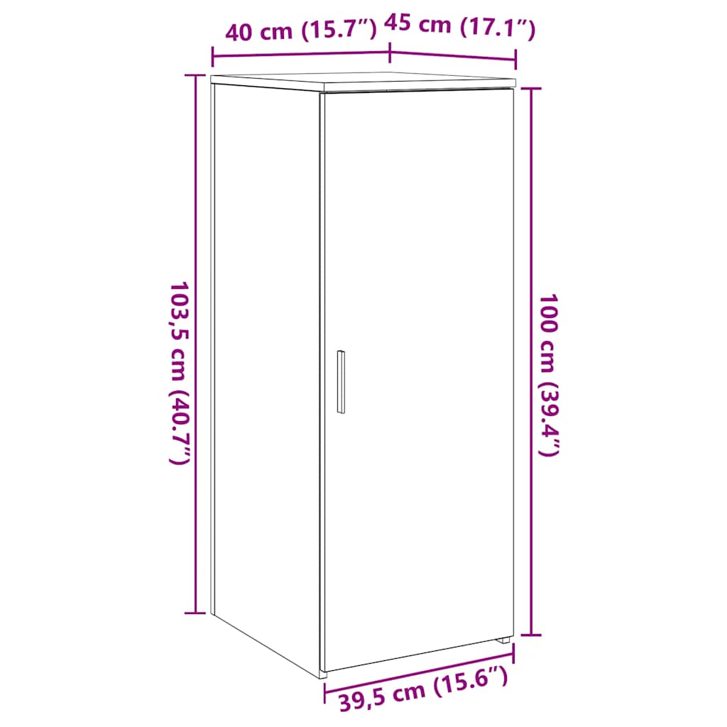 opbevaringsskab 40x45x103,5 cm konstrueret træ kunsteg