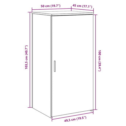 opbevaringsskab 50x45x103,5 cm konstrueret træ betongrå