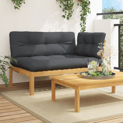 hjørnemodul til pallesofa med hynder massivt akacietræ