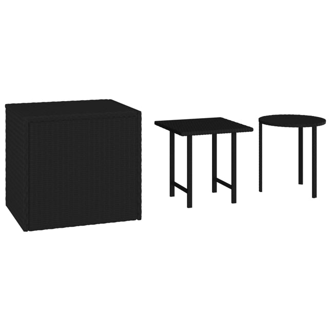 sideborde 3 stk. til haven polyrattan sort