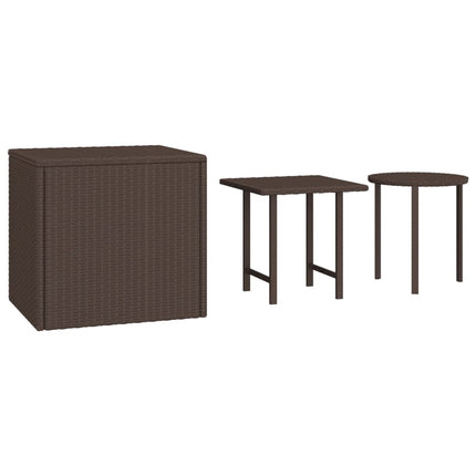sideborde 3 stk. til haven polyrattan brun