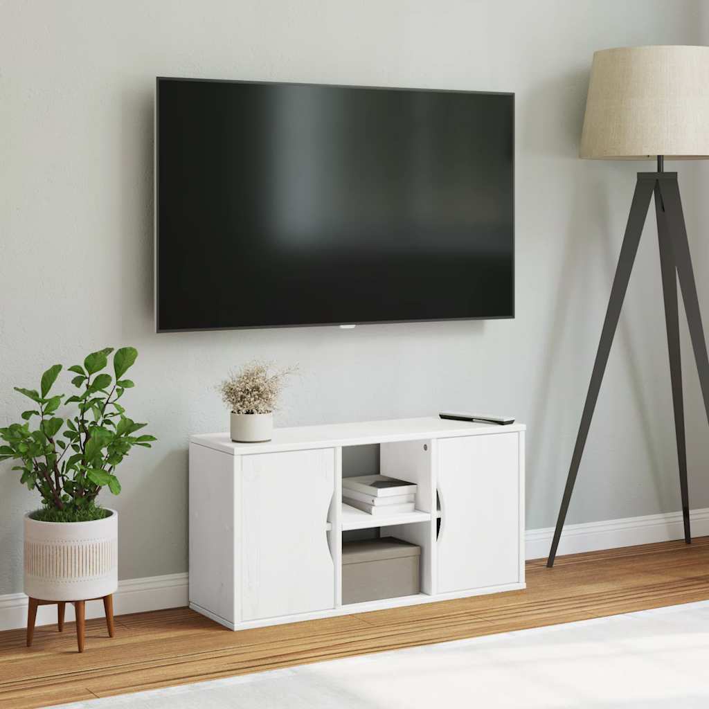 TV-skab ODDA 79x24x40 cm massivt fyrretræ hvid