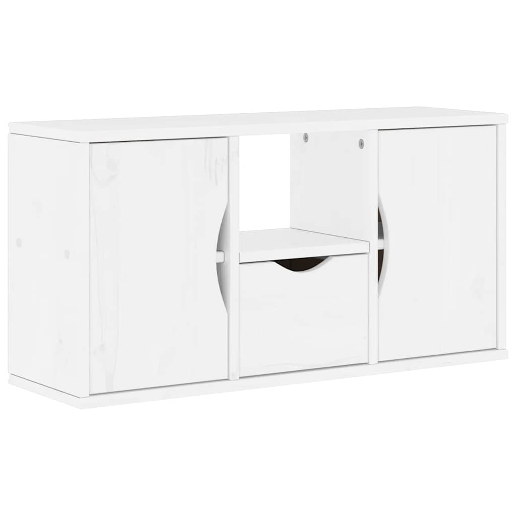 TV-skab ODDA med skuffe 79x24x40 cm massivt fyrretræ hvid