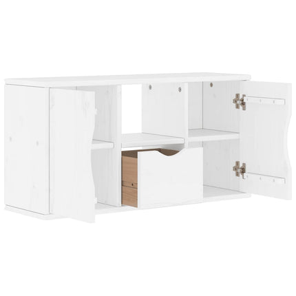 TV-skab ODDA med skuffe 79x24x40 cm massivt fyrretræ hvid