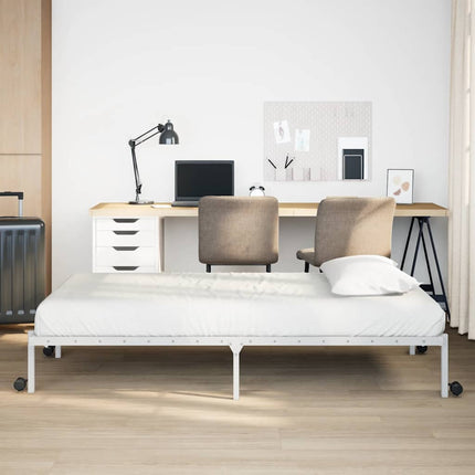 sengeramme uden madras foldbare 90x190 cm stål hvid