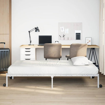 sengeramme uden madras foldbare 90x200 cm stål hvid