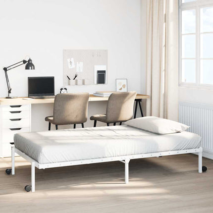sengeramme uden madras foldbare 90x200 cm stål hvid