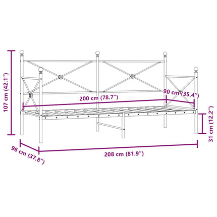 daybed uden madras 90x200 cm stål hvid