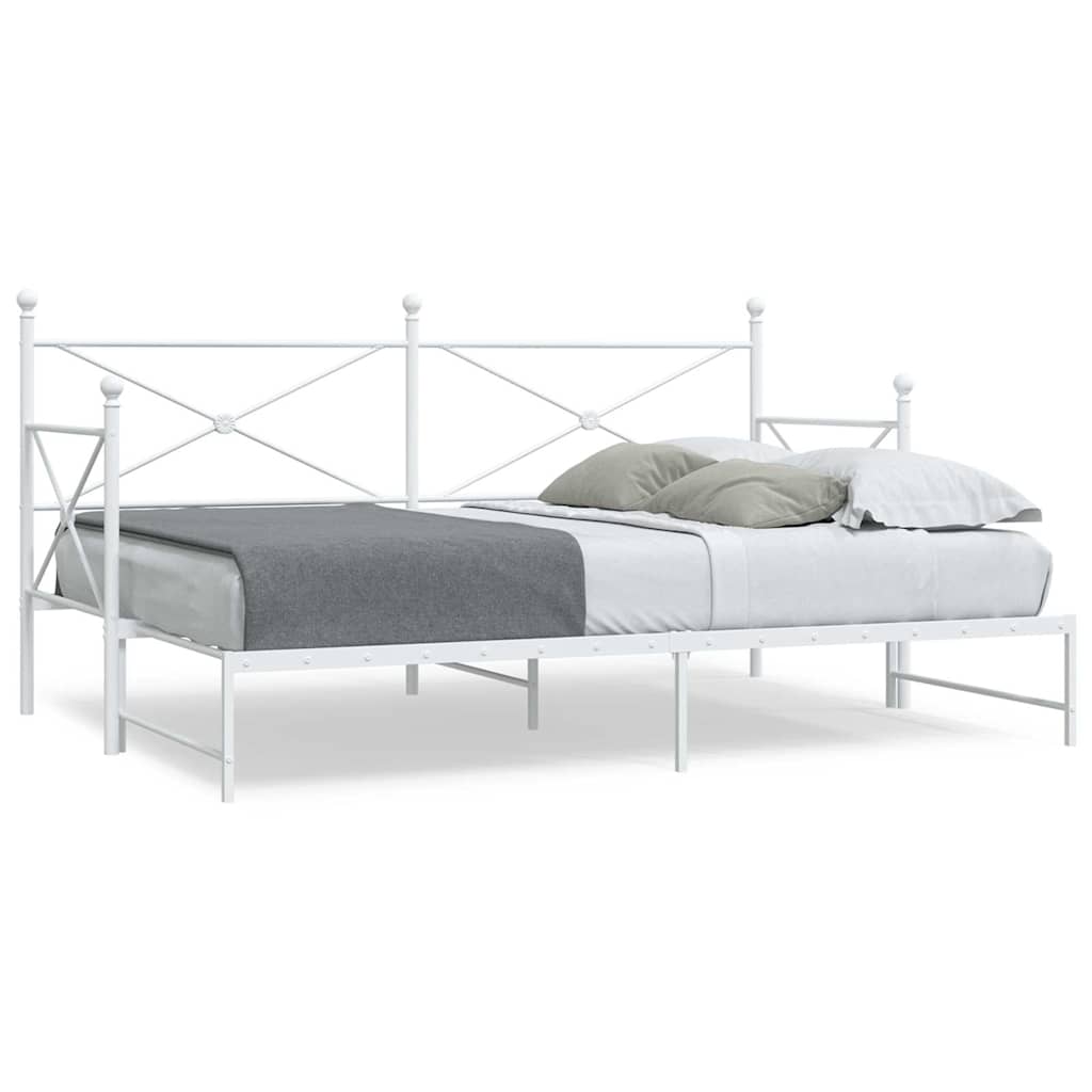 daybed med udtræk uden madras 75x190 cm stål hvid billede